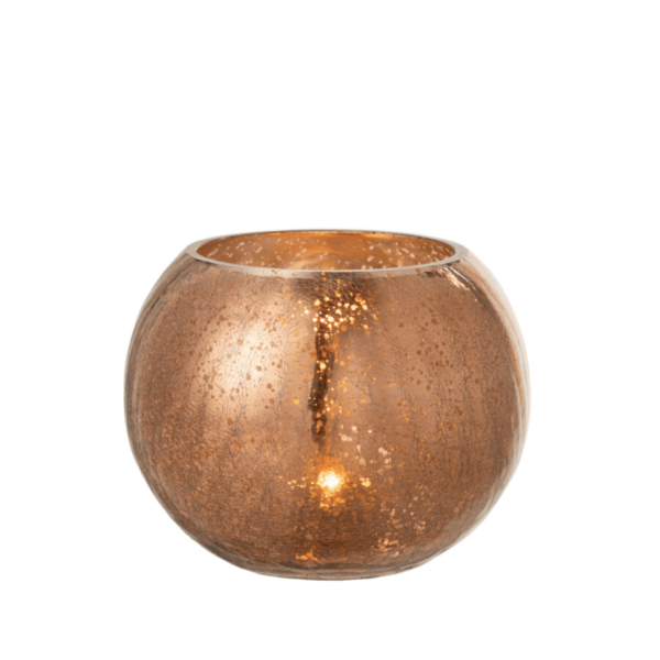 Theelichthouder Bal Craquelé Glas Bruin L