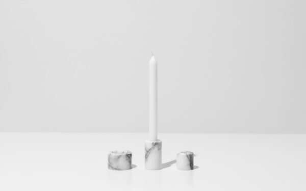 WHITE MARBLE T-LIGHT HOLDER - Afbeelding 2